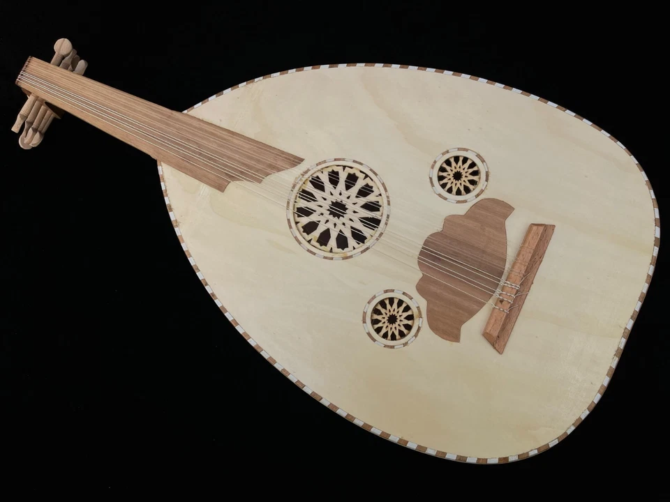 Instrumento musical de madera grande árabe vintage Al Oud islámico hecho a mano amante del arte Foto 2 de 4