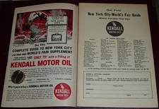 1964 KENDALL MOTOR OIL AD NEW YORK WORLDS FAIR KANSAS CITY DEALERS REFINING CO