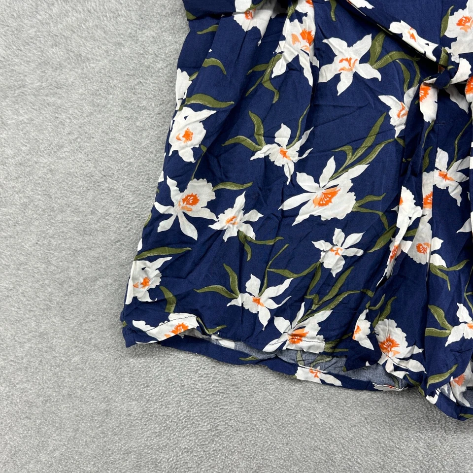 Pantalones Cortos Old Navy Para Mujer Talla Grande Azul Floral Tiro Alto Rayón Corbata Cintura Foto 2 de 4