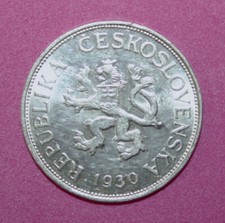 S4 - Czechoslovakia 5 Korun 1930 Brilliant Unc. Silver Coin - Industrial Factory