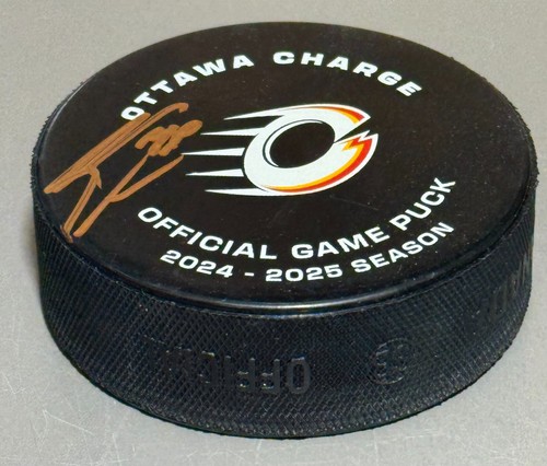 Emily Clark signed PWHL Ottawa Charge game puck EXACT PROOF