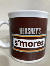 Hershey's S'mores Ceramic Coffee Mug very clean Chocolate Brown w/Blue Outline 