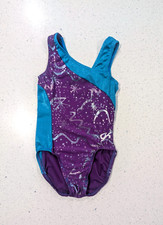 MERMAID colors GK Elite Extra Small Gymnastics Dance Leotard Purple Asymmetric