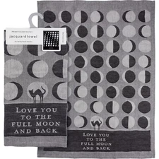 Primitives By Kathy Jacquard Cotton Dish Towel Love You to the Full Moon & Back