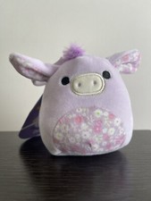 Easter Squishmallows Delzi Donkey 3.5" Purple Flower Clip On 2023