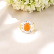 Natural Carnelian Gemstone 925 Sterling Silver Statement Jewelry Ring For Women