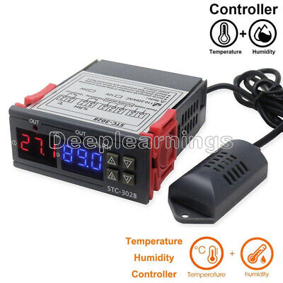 Digital AC110-220V STC-3028  Dual LCD Temperature Humidity Controller Thermostat 