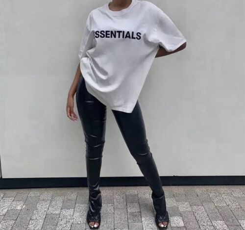 WINTER SEXY LEATHER HIGH WAIST PANTS WITH SLITS ON THE ANKLES - BLACK SMALL