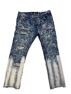 Red Ape Jeans Mens 46 Blue Denim Baggy Painted Pants Hip Hop Rap
