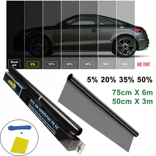Window Tint Film Black Roll VLT 5% 35% 50% Car Home 50cmX3m/75cmX6m Tinting Tool - Picture 4 of 24