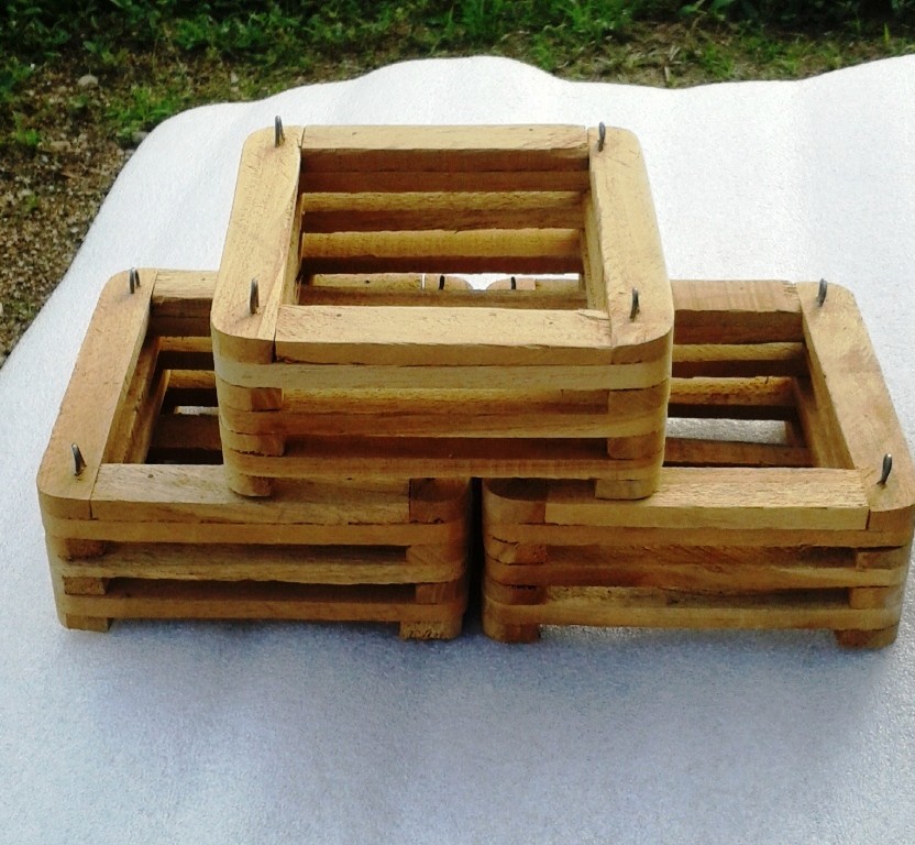 6" Wood Square Slat Vanda Orchid Basket Planters Hanging + with Hooks eBay