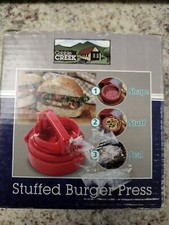 NUOVO Cobble Creek STUFFED BURGER PRESS ROSSO riempimento hamburger con ripieni preferiti