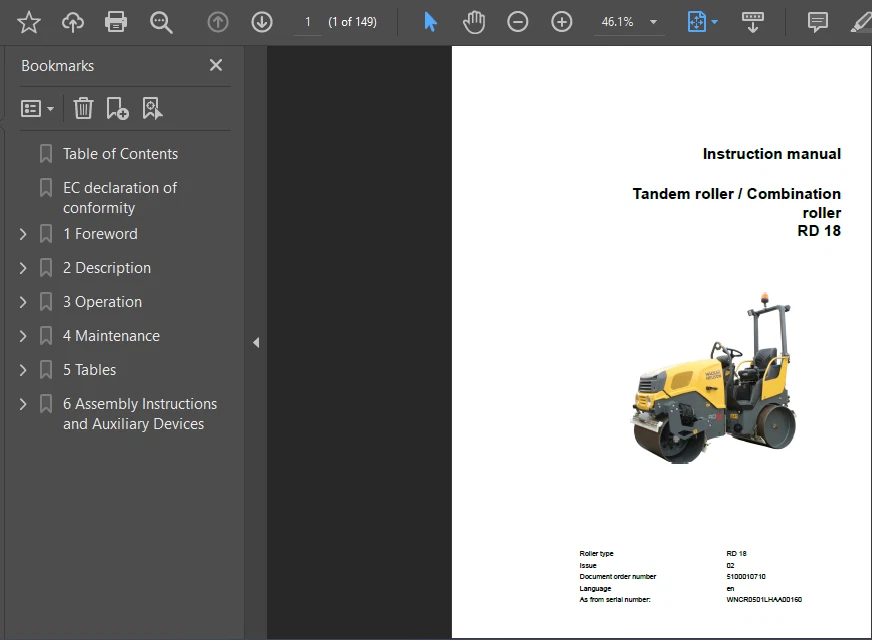 WACKER NEUSON RD18 TANDEM ROLLER OPERATORS PARTS OWNERS MANUAL PDF USB - Image 2 of 3
