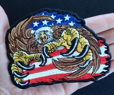 American Eagle USA Flag Iron On Embroidered Motorcycle Jacket Vest Biker Patch