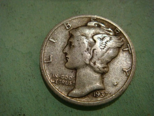 1937 D  Mercury Dime - Fine+- cond  , actual coin in photo