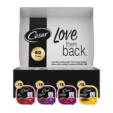 Cesar Wet Dog Food Classic Loaf in Sauce 60 Count Real Meat Variety Pack