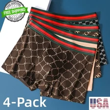 4 Pack  Men's Underwear Soft Boxer Briefs Breathable Comfortable Trunks