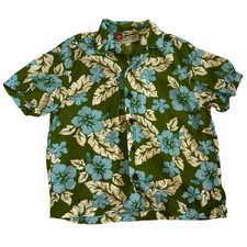 Hilo Hattie kids Green Floral Hawaiian Shirt