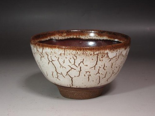 Bernard Leach Tea Bowl Dark Brown White Pottery Hagi Style Glazed Chawan Japan - Picture 12 of 24
