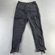 Anthropologie Crinkled Cotton Utility Front Cargo Pants 2 Charcoal Gray Boho