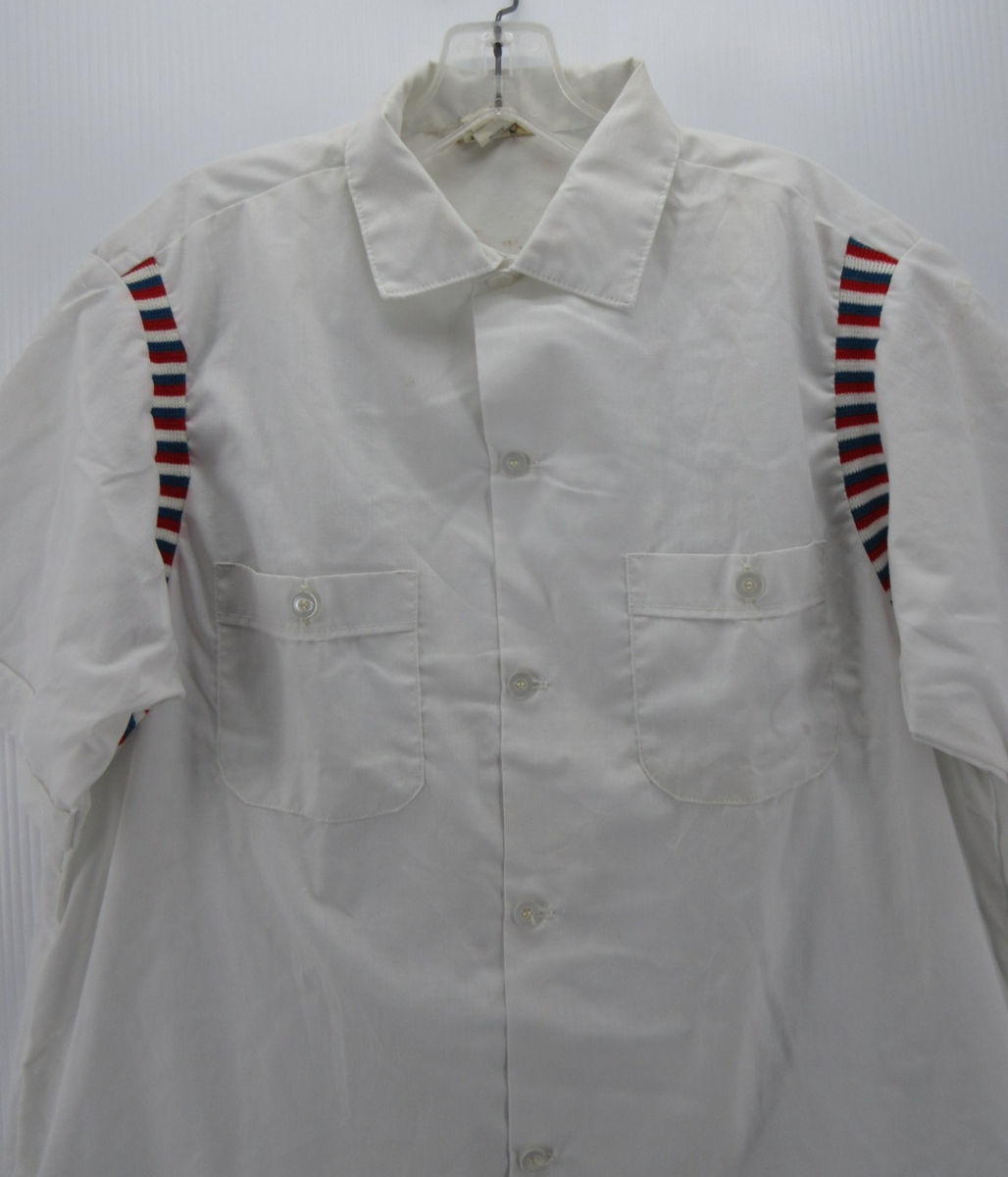 VINTAGE Nat Nast Shirt Men Large White Bowling 70s Leisure
