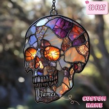 Skull Suncatcher Acrylic Gothic Halloween Gift Decor