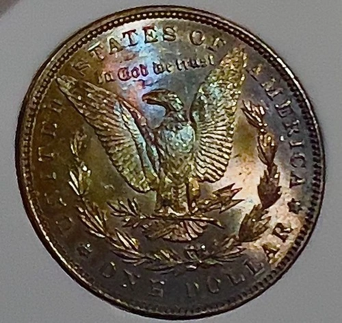 New Listing1886 P Morgan  Dollar UNCIRCULATED Monster Toning Overse And Reverse -21