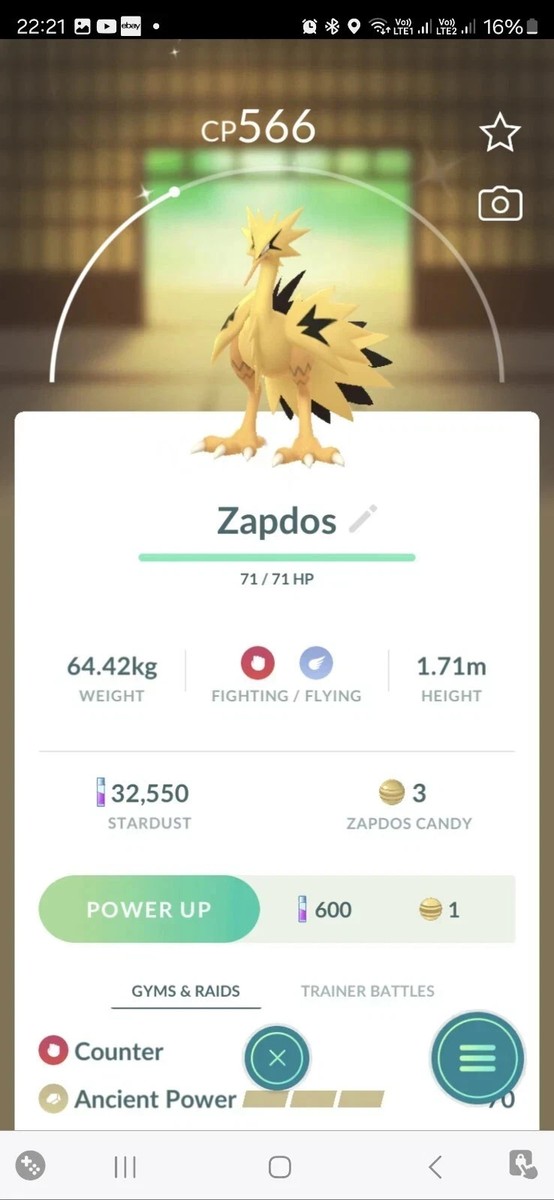 Shiny Galarian Zapdos Pokemon Tr@de Go | eBay