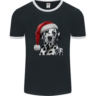 Christmas Dalmatiner Mit Xmas Hut Herren Ringer T-Shirt von Fruit of the Loom