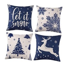 Christmas Decoration Pillow Covers 18 x18 Set of 4 18" x 18" Pack of 4 Blue