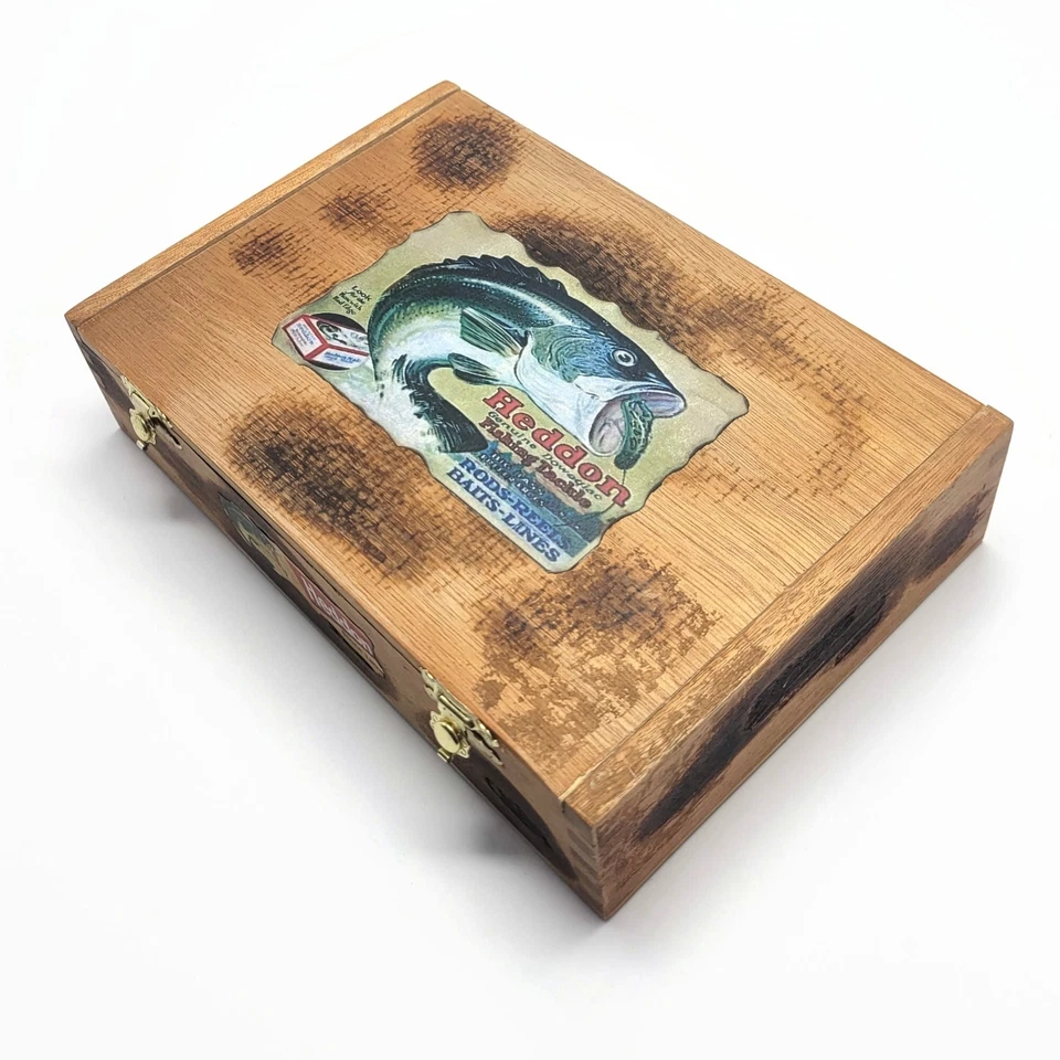 Vintage Heddon Homemade Wood Box Bass & River Runt Fishing Lure Ad Advertisement - Image 2 of 4