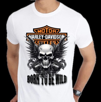 Harley-Davidson Inspired Graphic Men's T-Shirt Eagle Skull Graphic  Tee S-3XL
