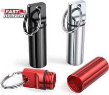 Small Portable Pill Box Keychain 3 Pack , Aluminium Alloy Mini Pill Organizer C