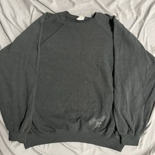 Vintage 80s Hanes Black Blank Distressed Crewneck Sweatshirt Sz XXL Made In USA