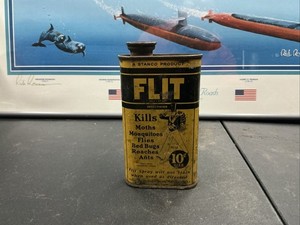 Antique 1921 FLIT 10cent Insect Killer Can Super Rare Size 6 Ox. Size Can