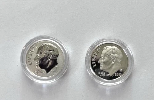 2015W Silver Proof and 2015P Reverse Proof Roosevelt Dimes FREE SHIPPING Key