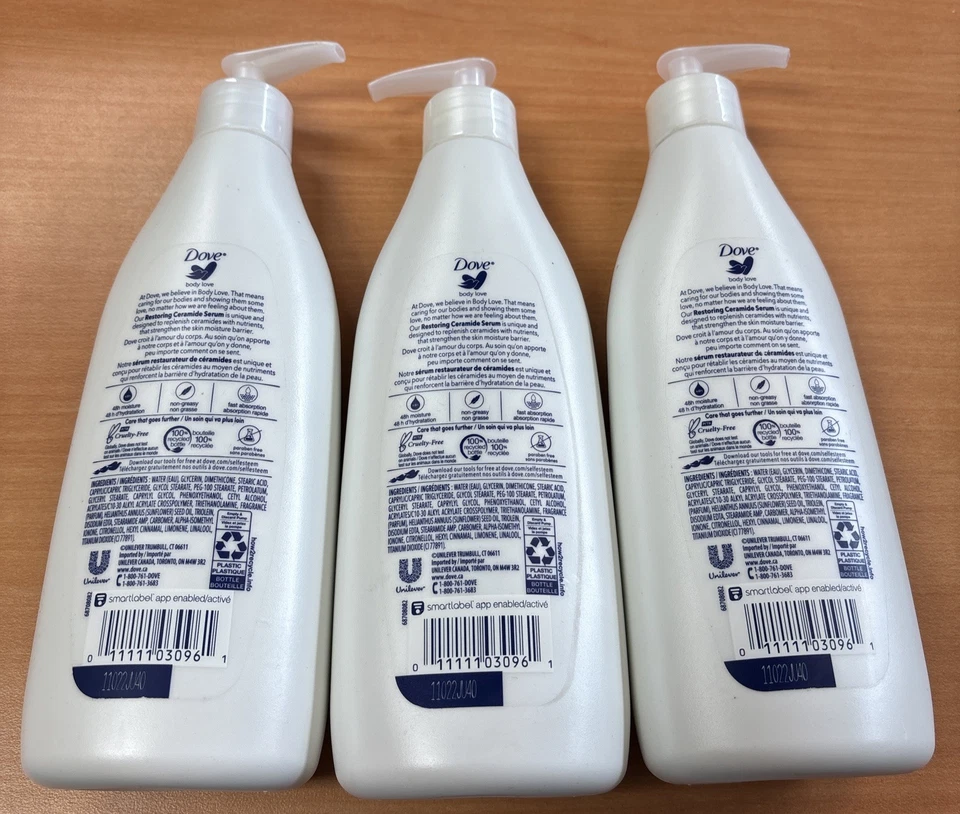 3 упаковки ~ Dove тела любовь интенсивный уход лосьон с керамид сыворотка 13,5 жидких унций ea - Изображение 2 из 2