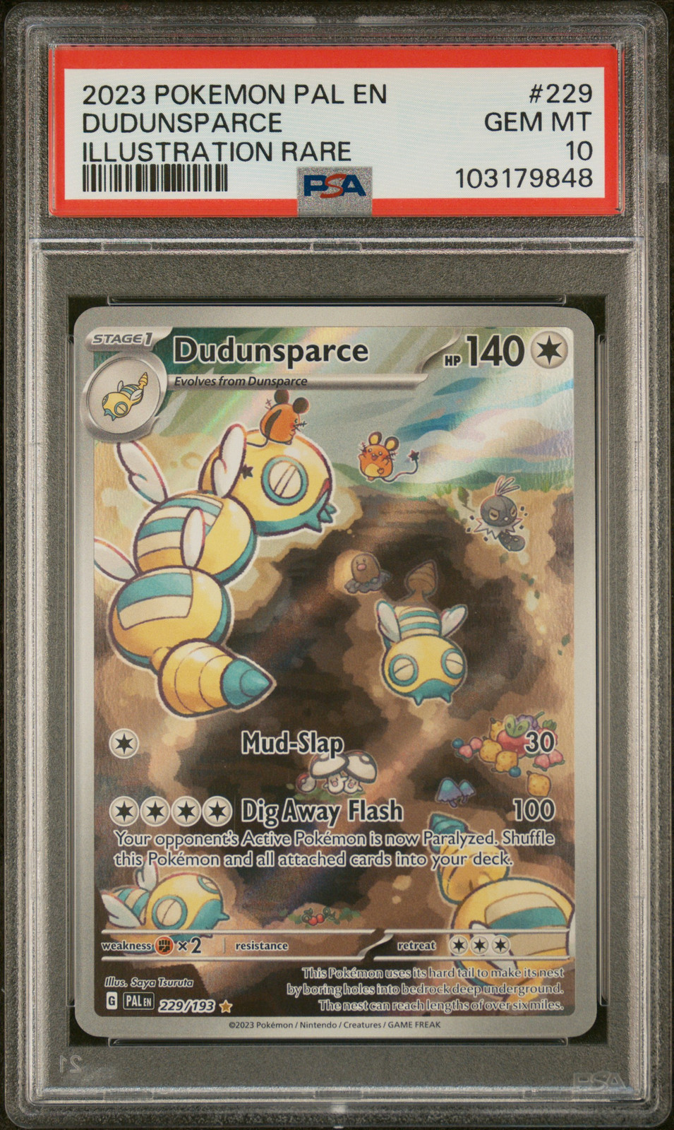 2023 POKEMON PAL EN-PALDEA EVOLVED ILLUSTRATION RARE #229 DUDUNSPARCE PSA 10 - Main Image