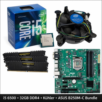 Aufrüst Bundle - ASUS B250M-C + Intel Core i5-6500 + 32GB DDR4 RAM