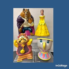 Vintage 1992 Pizza Hut Beauty & The Beast Complete Set Of 4 Hand Puppets