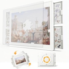 1500 Pieces Rotating Plastic Puzzle Board with Drawers and Cover, 35"x27" Por...