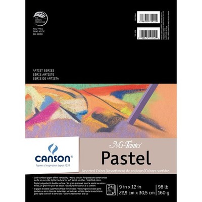 Canson Mi-Teintes Pastels Paper Pad 9''X12'', Assorted Colors 24 Sheets