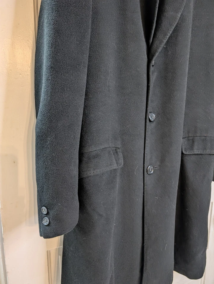 Gabardina negra visón cachemir mongol Khingana Woolf Brothers a medida L/XL Foto 4 de 4