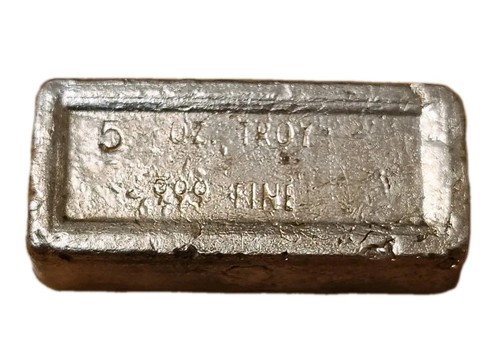 Rare Vintage MSR Old Pour 5 Oz .999 Fine Silver Poured Ingot Picture Frame Bar