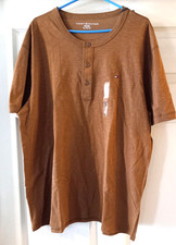Tommy Hilfiger Men's Size XL Tagless Henely 3 Button Shirt Brown NWT's