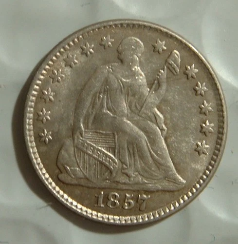 1857 H10C Seated Liberty Silver Half Dime-AU