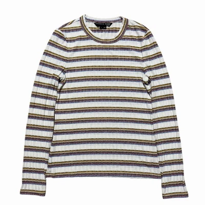 Veronica Beard Iredell Knit Multi Color Lurex Stripe Top Size Small Modern Chic