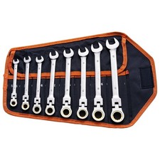 Vevor Flex-head Ratcheting Wrench Set 8-piece Combination Wrench Set With Roll-