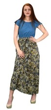 Teal Paisley Boho Maxi Dress XL Cap Sleeves Evening Beach Cocktail