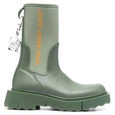 Revolve OFF-WHITE Zip-tie Rubber Rain Boots in Green (Women's) Size 12